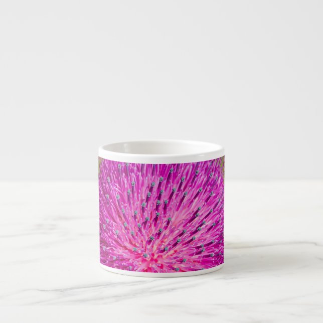 Milk thistle closeup espresso cup (Front)