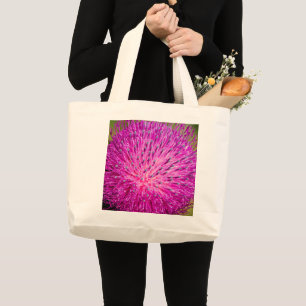 Milk thistle closeup large tote bag