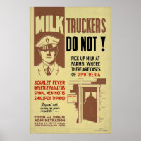 Milk Trucker FDA Warning 1940 WPA Vintage Health