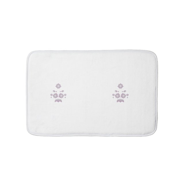 Milk White Classic Rose decorative design Bath Mat (Front)