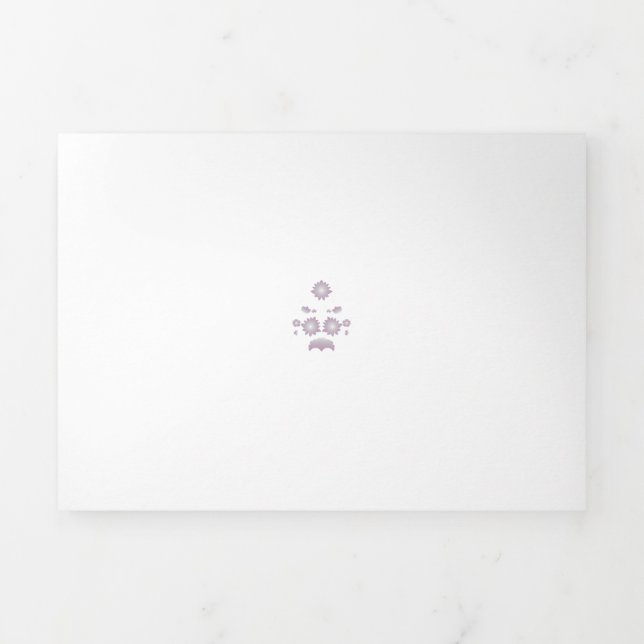 Milk White Classic Rose decorative design Tri-Fold Card (Cover)
