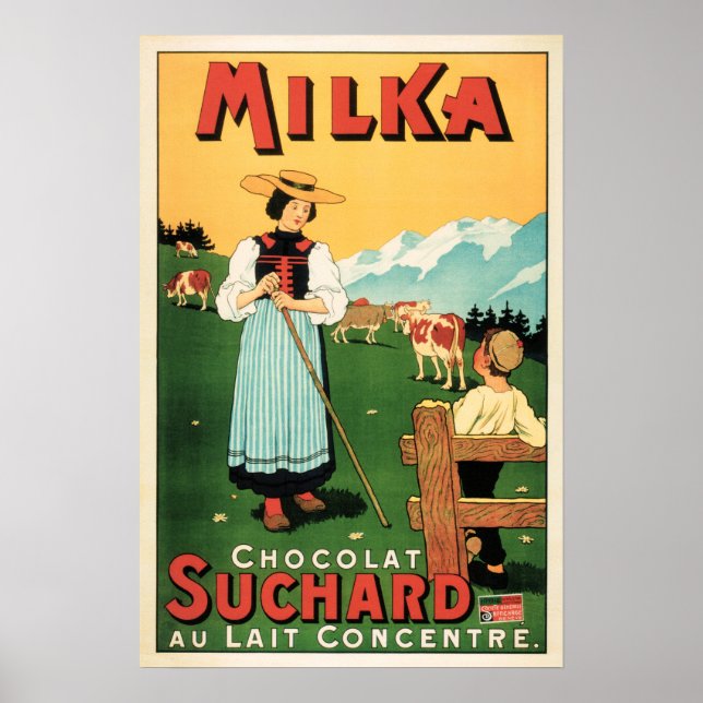 MILKA CHOCOLAT SUCHARD Swiss Milk Chocolate Advert Poster (Front)