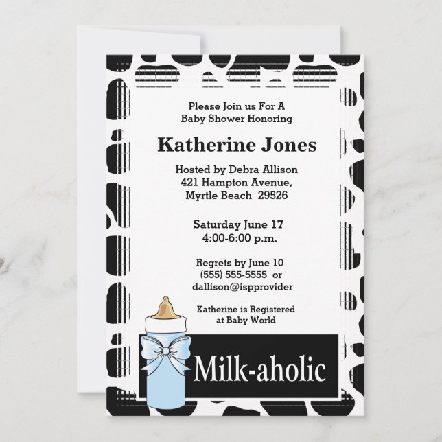 Milkaholic Baby Boy Shower Invitation (Front)
