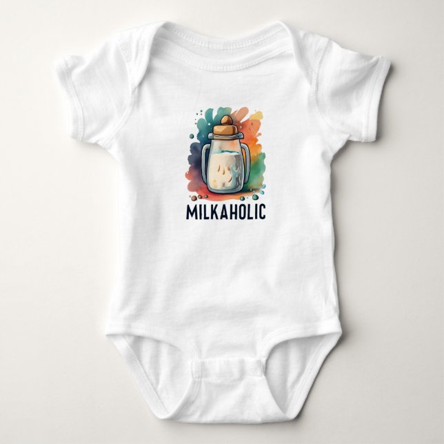 Milkaholic Funny Baby Bodysuit (Front)