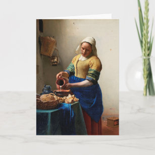 Milkmaid Kitchen Maid by Johannes Vermeer Card