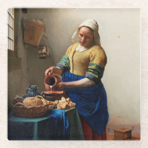 Milkmaid Kitchen Maid by Johannes Vermeer Glass Coaster