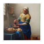 Milkmaid Kitchen Maid by Johannes Vermeer Tile<br><div class="desc">Oil Painting by Vermeer - Classic Masterpieces - Painting Series</div>