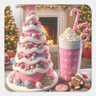 Milkshake and Christmas cookies Square Sticker