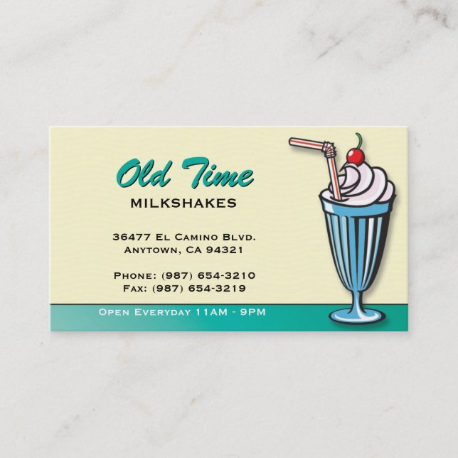 Milkshake/ Ice Cream Shop Business Card (Front)