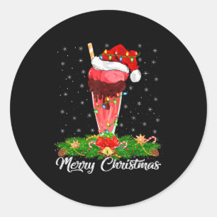 Milkshake Lover Matching Santa Hat Milkshake Chris Classic Round Sticker