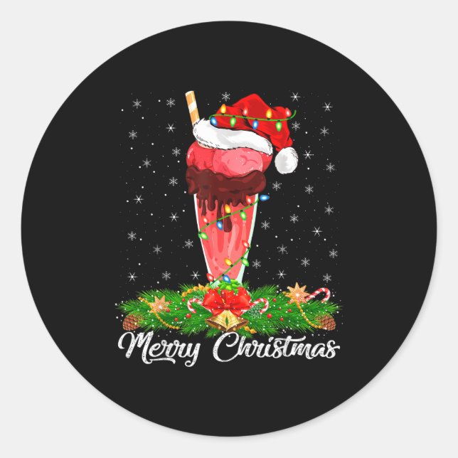Milkshake Lover Matching Santa Hat Milkshake Chris Classic Round Sticker (Front)