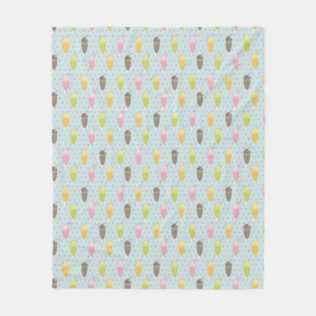 Milkshake Pattern Fleece Blanket (Front)