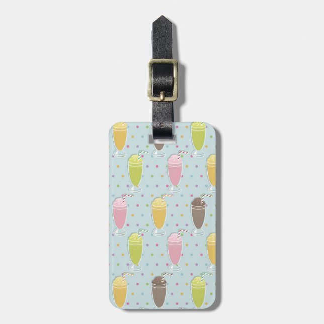 Milkshake Pattern Luggage Tag (Front Vertical)