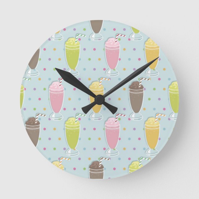 Milkshake Pattern Round Clock (Front)