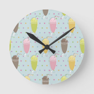 Milkshake Pattern Round Clock