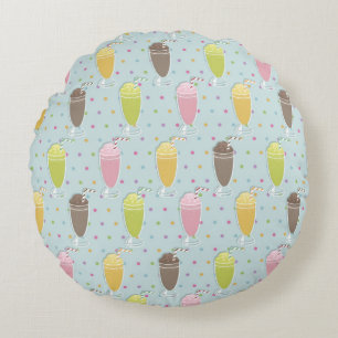 Milkshake Pattern Round Cushion