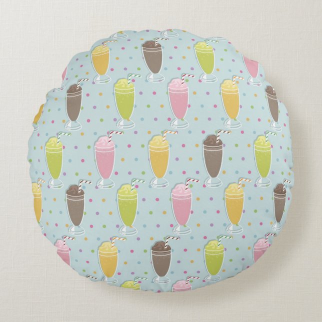 Milkshake Pattern Round Cushion (Front)