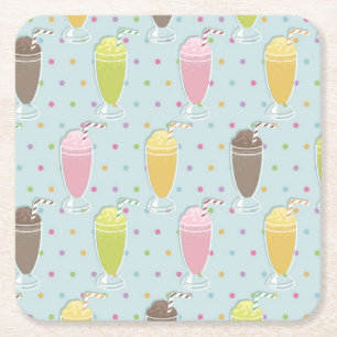 Milkshake Pattern Square Paper Coaster