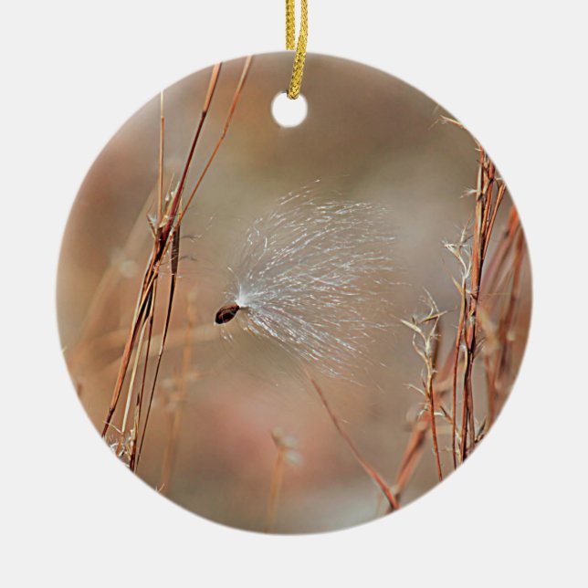 Milkweed fluff ceramic tree decoration (Front)