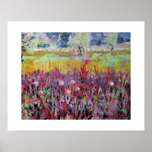 Milkweed Meadow Painting / Artist Larry Lerew Poster