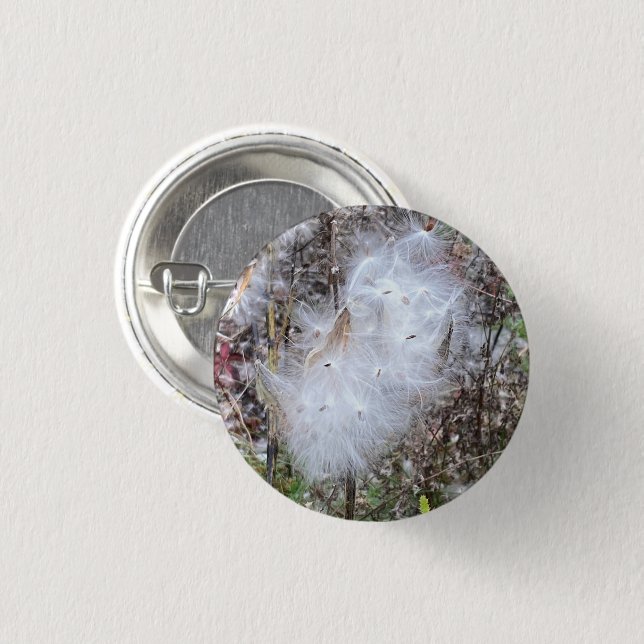 Milkweed Seeds and Silk 3 Cm Round Badge (Front & Back)