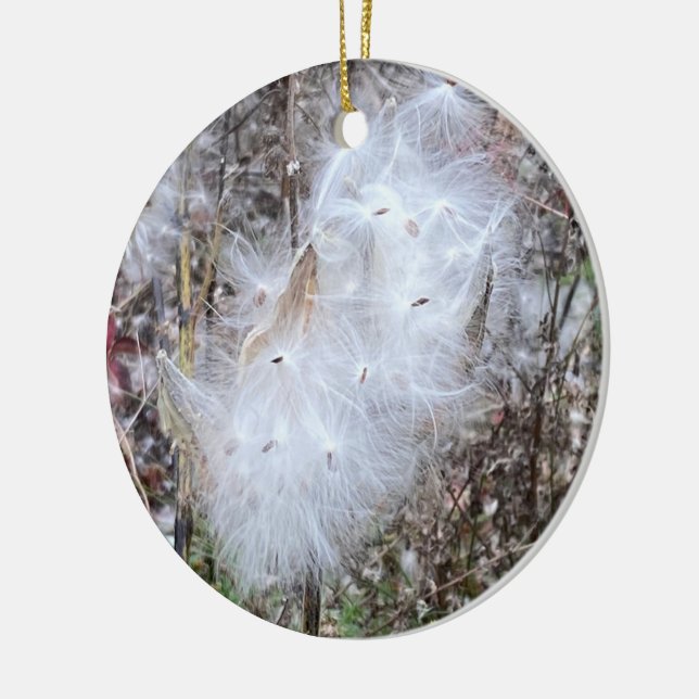 Milkweed Seeds and Silk Ceramic Tree Decoration (Left)