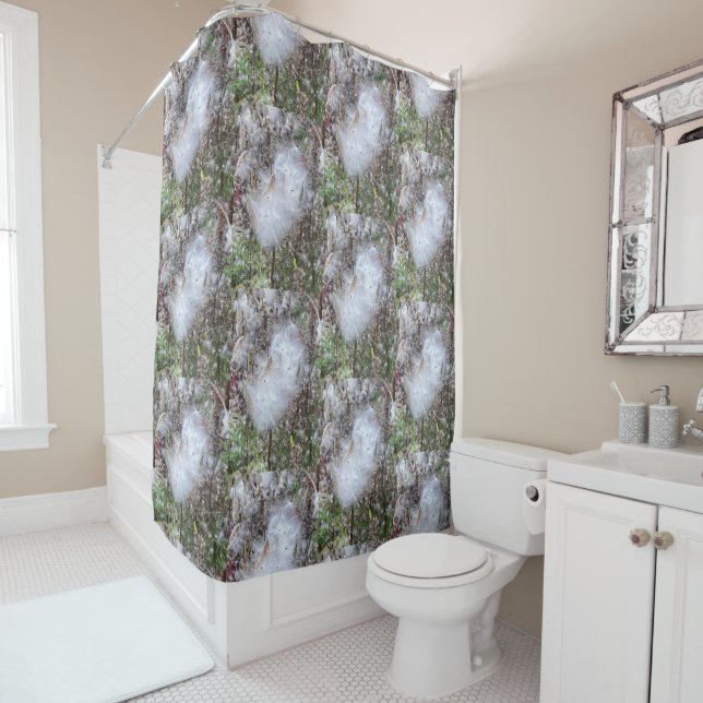 Milkweed Seeds and Silk | Half Drop Shower Curtain (In Situ)
