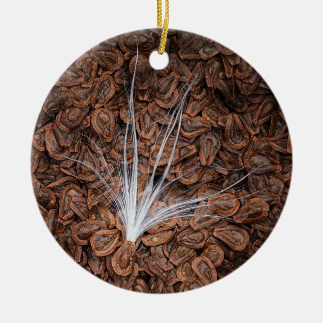 Milkweed Seeds Food of Monarch Butterfly Ceramic Tree Decoration (Front)