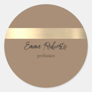 Milky Coffee Brown Gold Foil Rustic Faux Classic Round Sticker