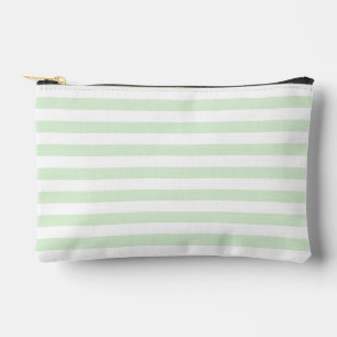 Milky Jade Green Medium Striped Accessory Pouch