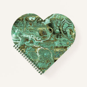 Milky Teal and Tan Faux Marble Heart Notebook