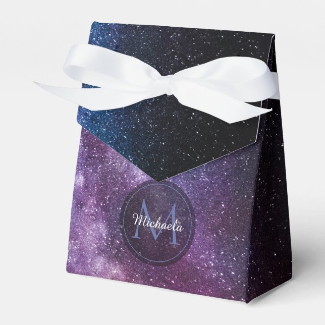 Milky way bright colors personalizable monogram favour box (Front Side)