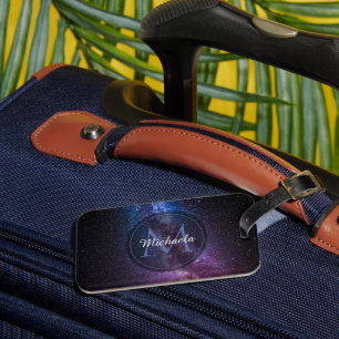 Milky way bright colors personalizable monogram luggage tag