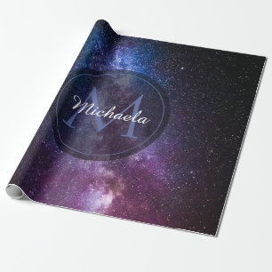 Milky way bright colors personalizable monogram wrapping paper