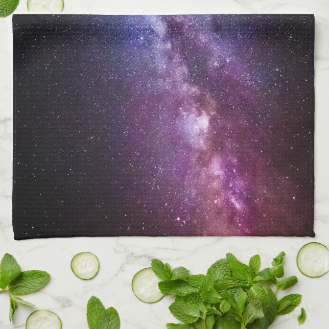 Milky way bright colors tea towel (Folded)