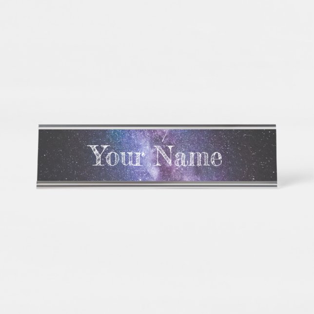 Milky way bright colours desk name plate (Front)