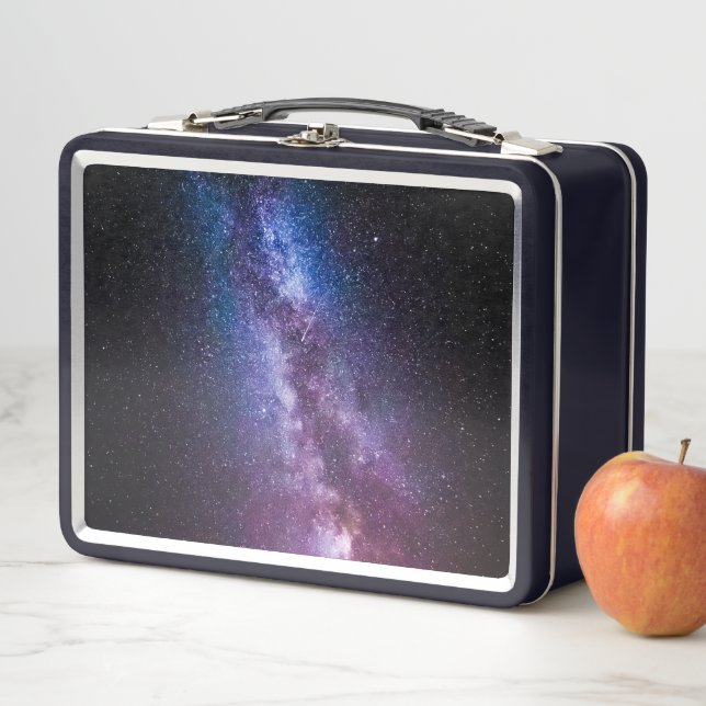 Milky way bright colours metal lunch box (In Situ)