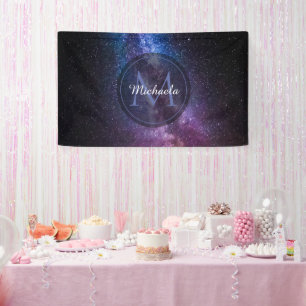 Milky way bright colours personalizable monogram banner