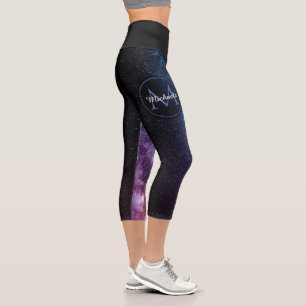 Milky way bright colours personalizable monogram capri leggings