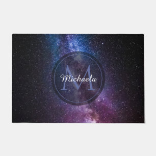 Milky way bright colours personalizable monogram doormat