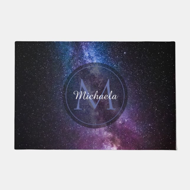 Milky way bright colours personalizable monogram doormat (Front)