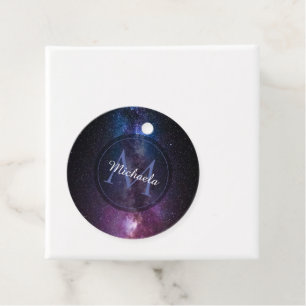 Milky way bright colours personalizable monogram favour tags