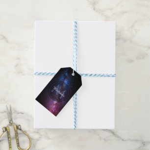 Milky way bright colours personalizable monogram gift tags