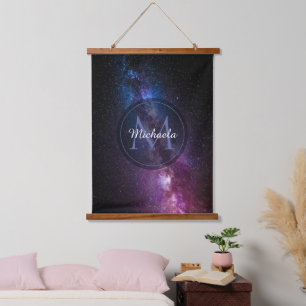 Milky way bright colours personalizable monogram hanging tapestry