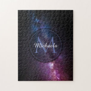 Milky way bright colours personalizable monogram jigsaw puzzle