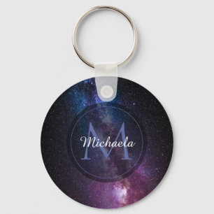 Milky way bright colours personalizable monogram key ring