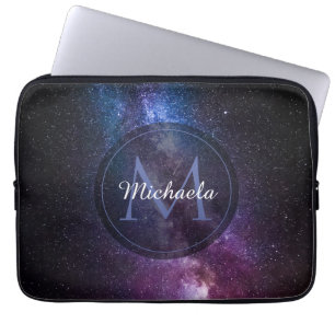 Milky way bright colours personalizable monogram laptop sleeve