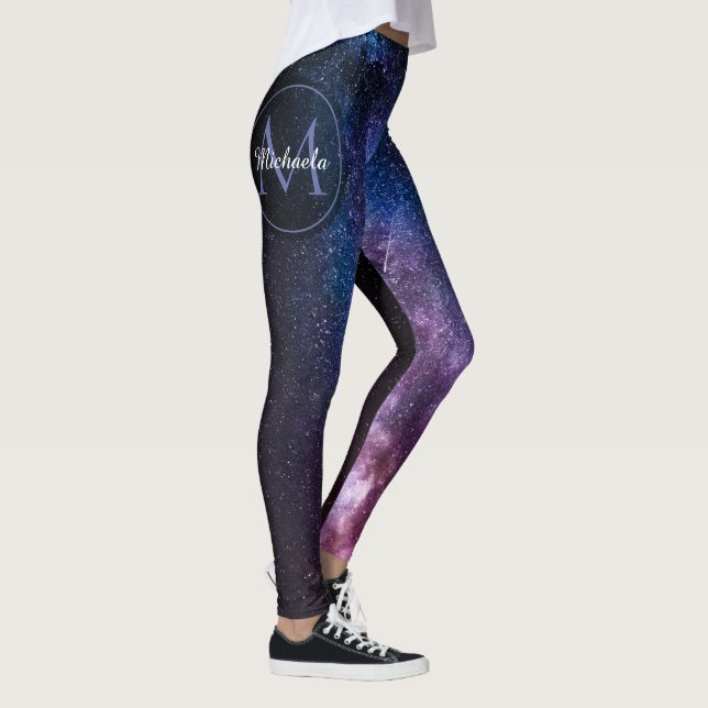 Milky way bright colours personalizable monogram leggings (Right)