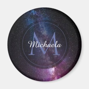 Milky way bright colours personalizable monogram magnet