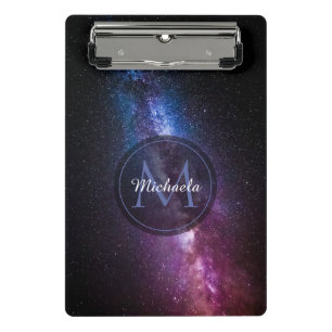 Milky way bright colours personalizable monogram mini clipboard